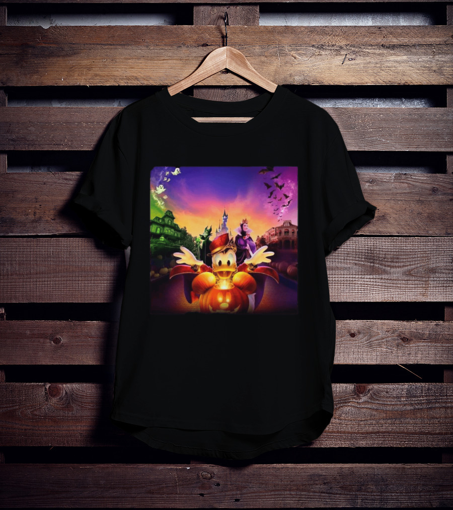 2026 Disney Halloween Festival Disneyland Paris With Haunted Mansion And Donald Duck T-Shirt