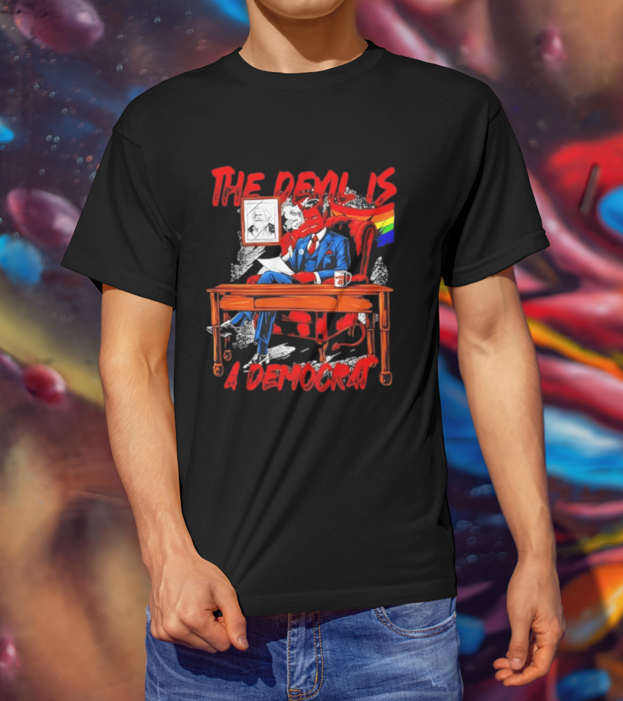 The Devil Is A Democrat With Woke AF Rainbow Flag Suit T-Shirt