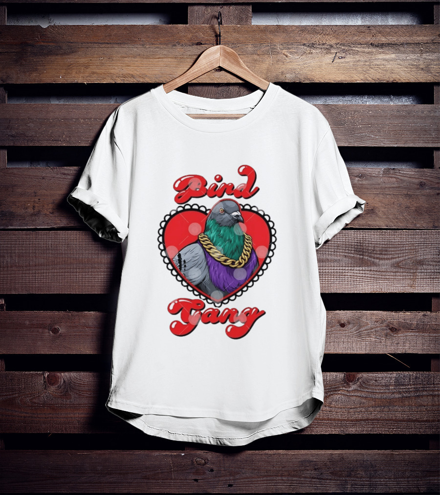 Bird Gang Pigeon With Heart Shaped Gold Chain T-Shirt