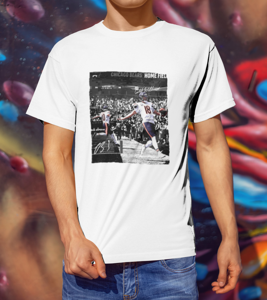 Chicago Bears Caleb Williams And Luther Burden Home Field Football T-Shirt