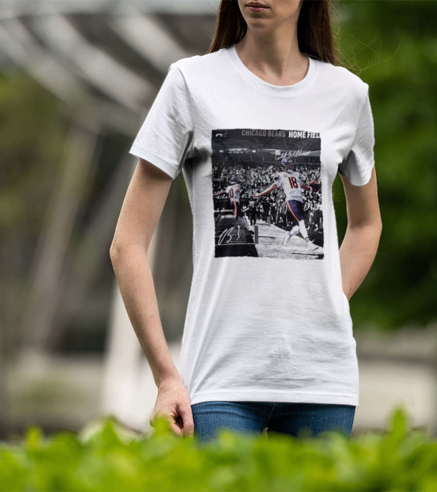 Chicago Bears Caleb Williams And Luther Burden Home Field Football T-Shirt