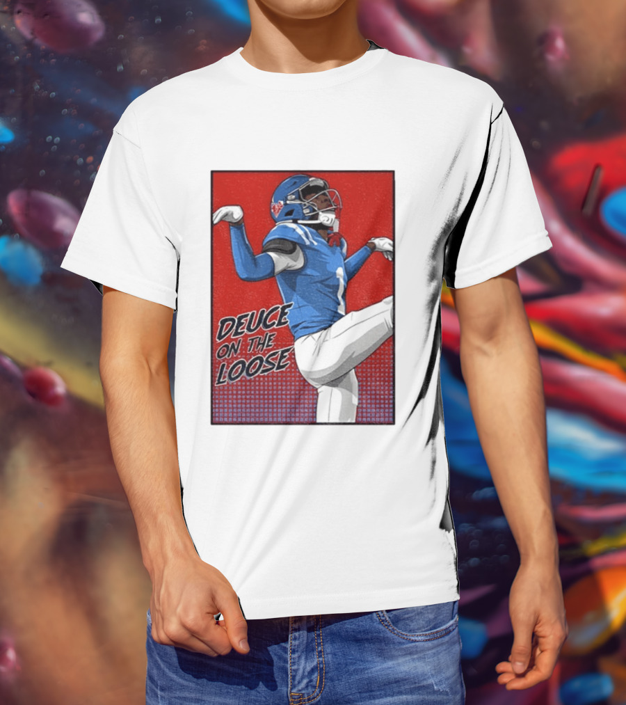 Deuce On The Loose Ole Miss Rebels Football Player Action T-Shirt