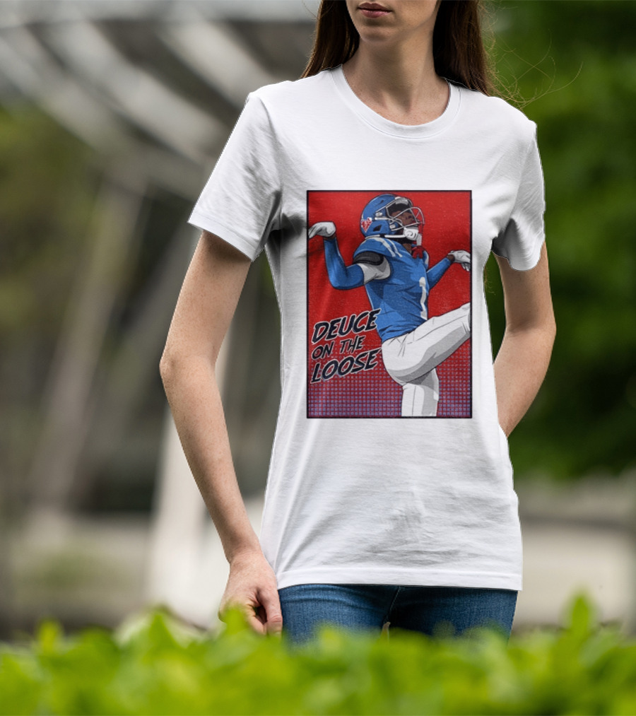 Deuce On The Loose Ole Miss Rebels Football Player Action T-Shirt