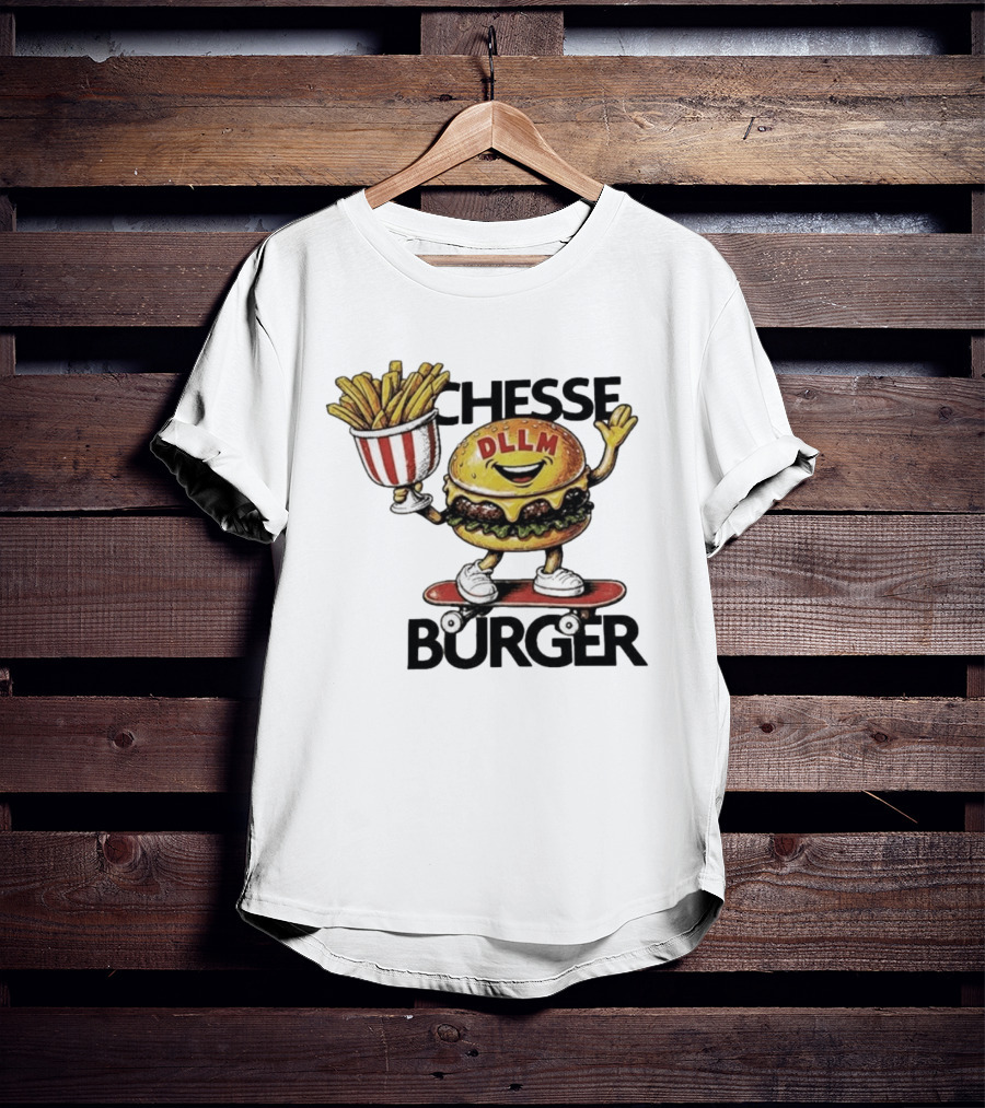 Hong Kong Dllm Chesse Burger Skateboard Fries T-Shirt