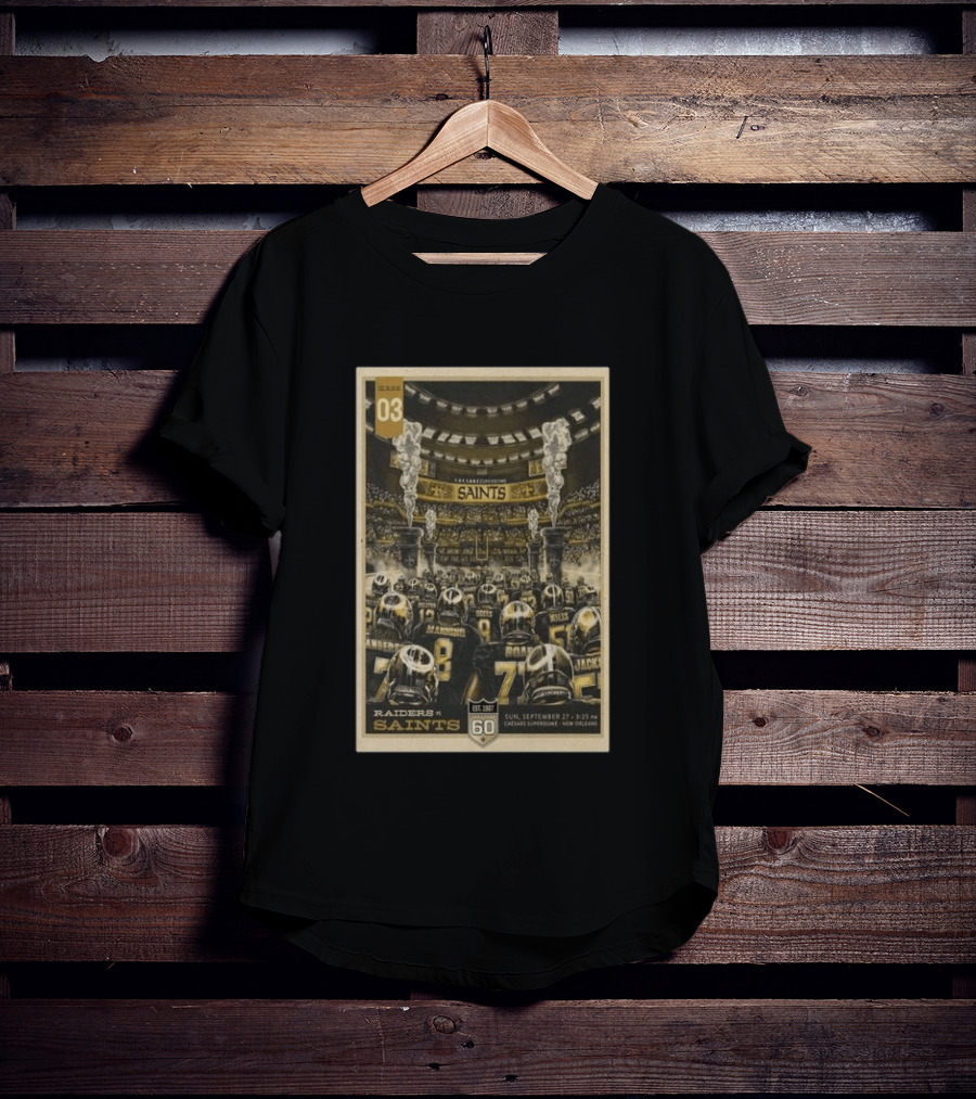 New Orleans Saints Vs Las Vegas Raiders September 27 2026 Caesars Superdome New Orleans Football Event T-Shirt