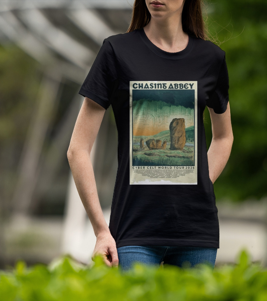 Chasin Abbey Cyber Celt World Tour 2026 Stone Circle Landscape T-Shirt
