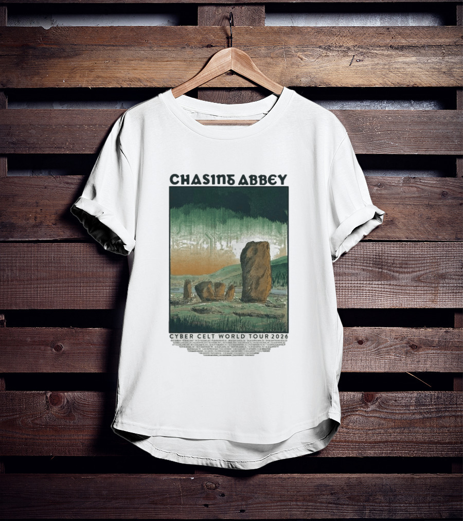 Chasins Abbey Cyber Celt World Tour 2026 Digital Stonehenge Landscape T-Shirt