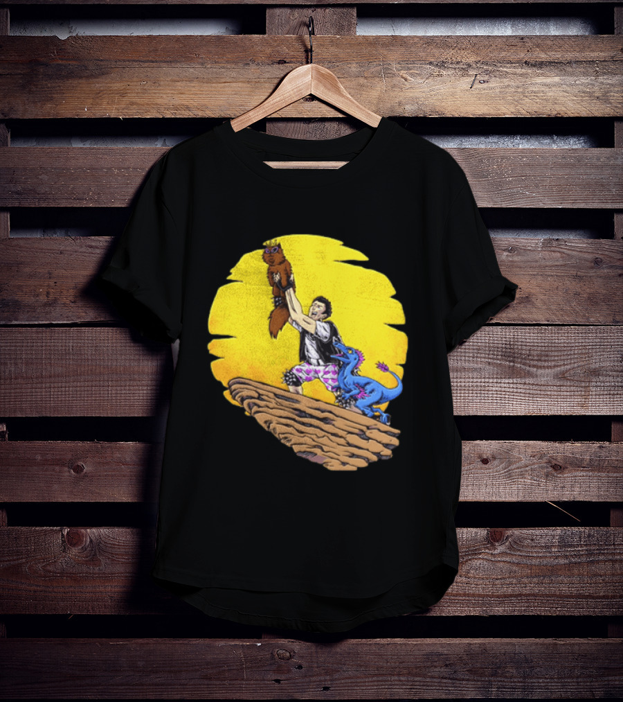 Randy Marsh Holding Cat With Blue Dinosaur Scene T-Shirt