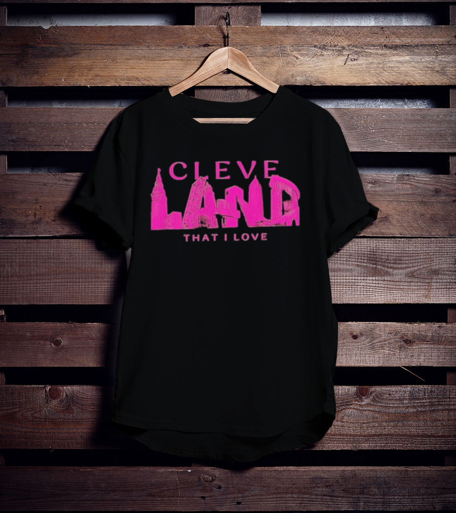 Cleveland Landmarks That I Love Pink Skyline T-Shirt