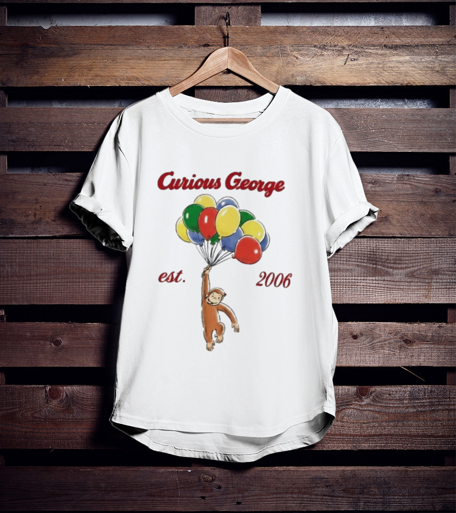 Curious George Est 2006 Balloons Vintage Style Retro Fun T-Shirt