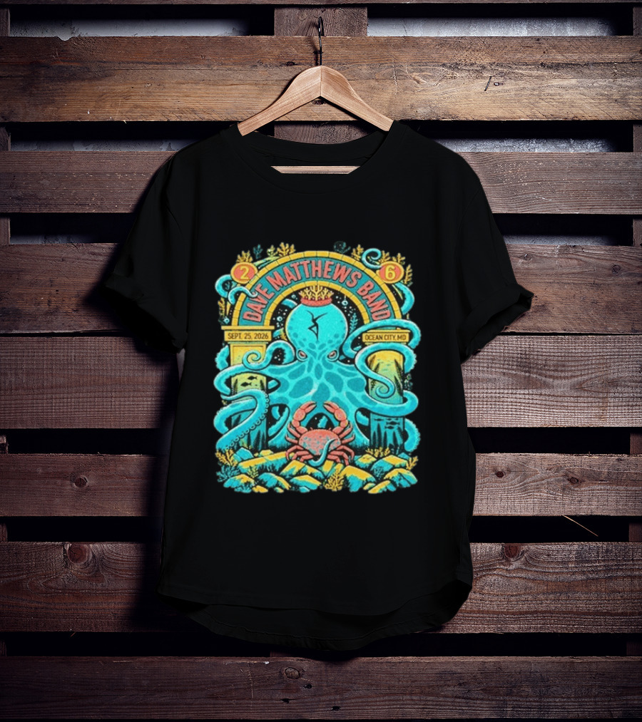 Dave Matthews Band Sept 25 2026 Ocean City Maryland Festival Ocean Crab Octopus T-Shirt