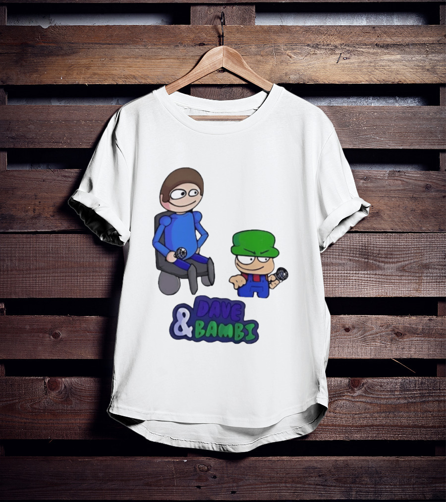 Friday Night Funkin Dave And Bambi Characters With Microphones T-Shirt