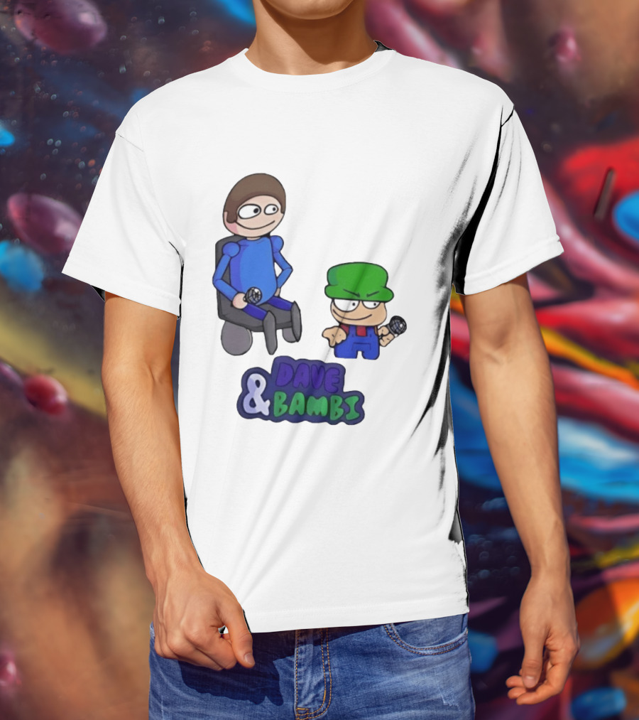 Friday Night Funkin Dave And Bambi Characters With Microphones T-Shirt