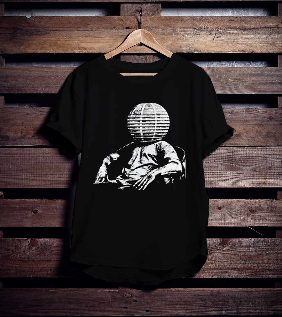 Sure, Here's A New Title For The : "Surreal Distressed Globe Head Sitting Figure T-Shirt