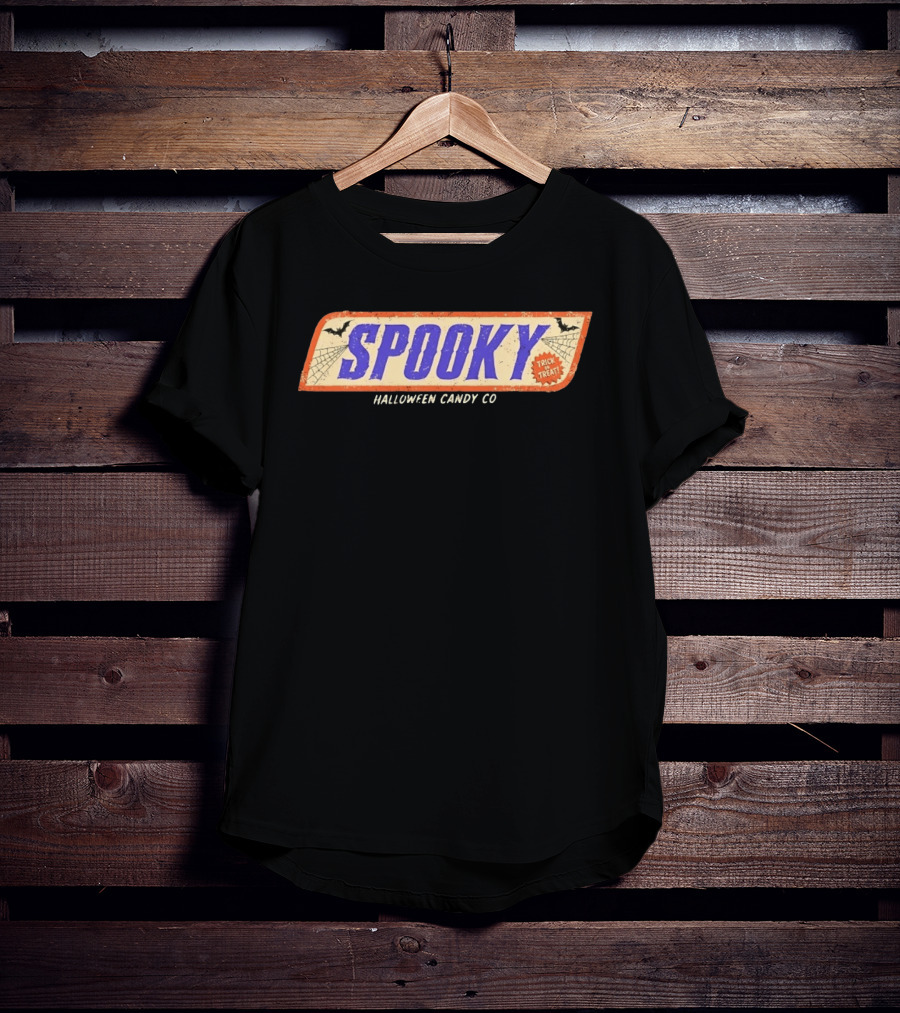 Spooky Halloween Candy Co Trick Or Treat Distressed Bats Cobwebs T-Shirt