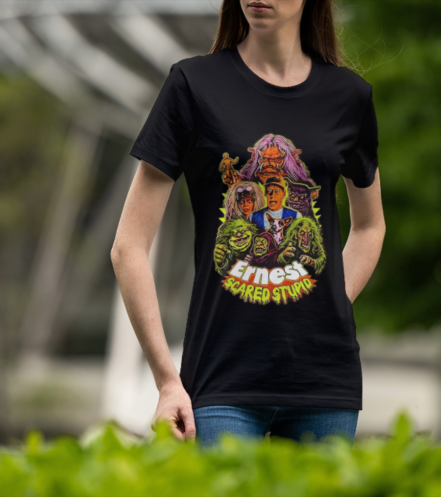 Ernest Scared Stupid Movie Characters Jim Varney Trolls Colorful T-Shirt