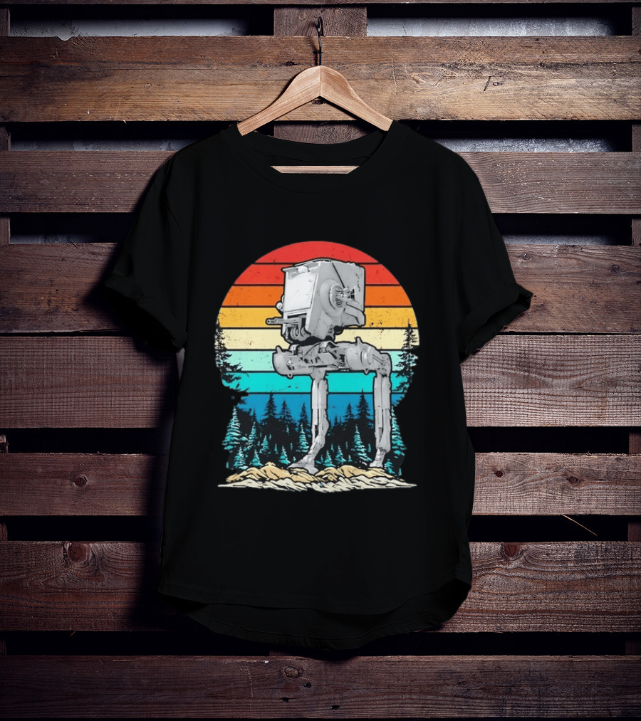 Star Wars AT ST Walker Retro Sunset And Pine Forest Scene T-Shirt