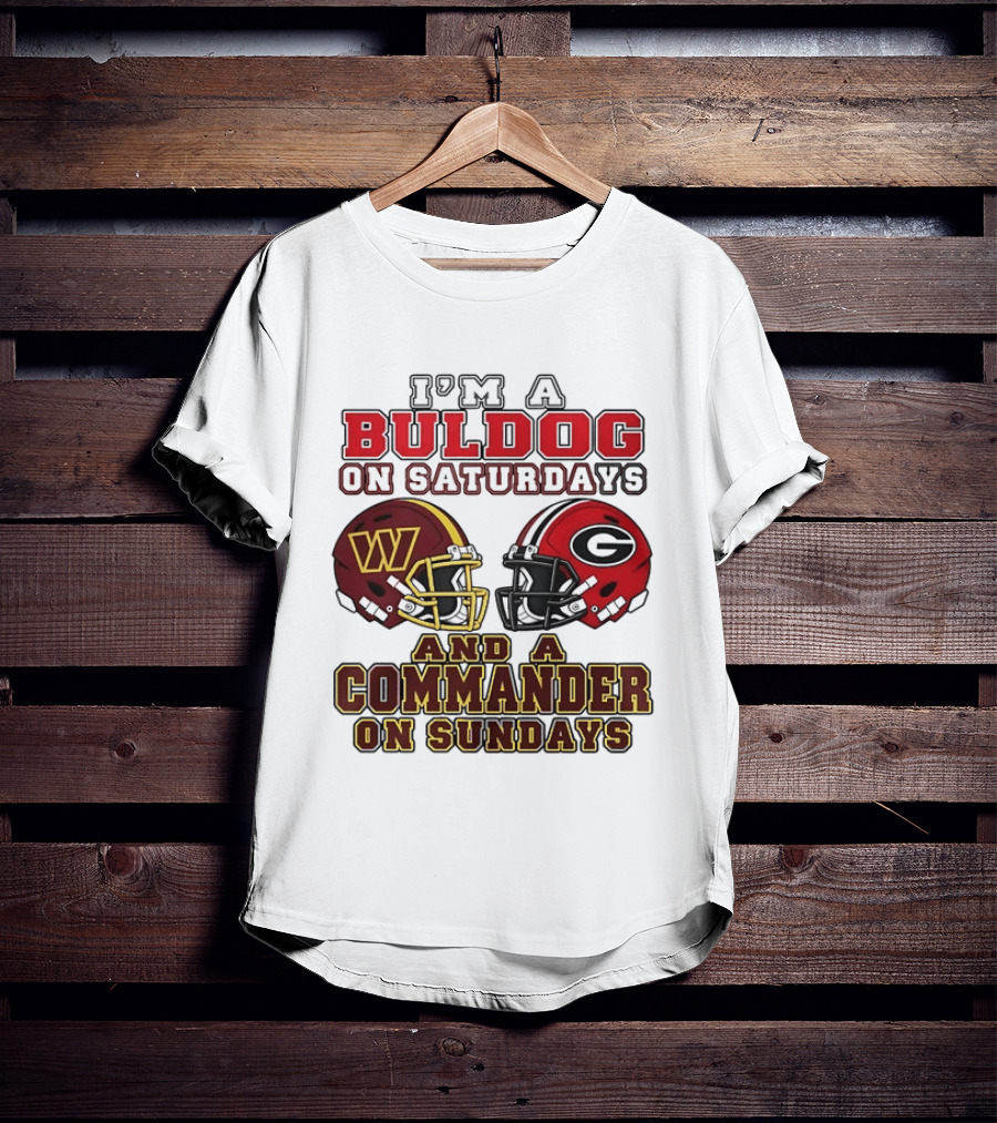 I'm A Bulldog On Saturdays And A Commander On Sundays Football Helmets T-Shirt