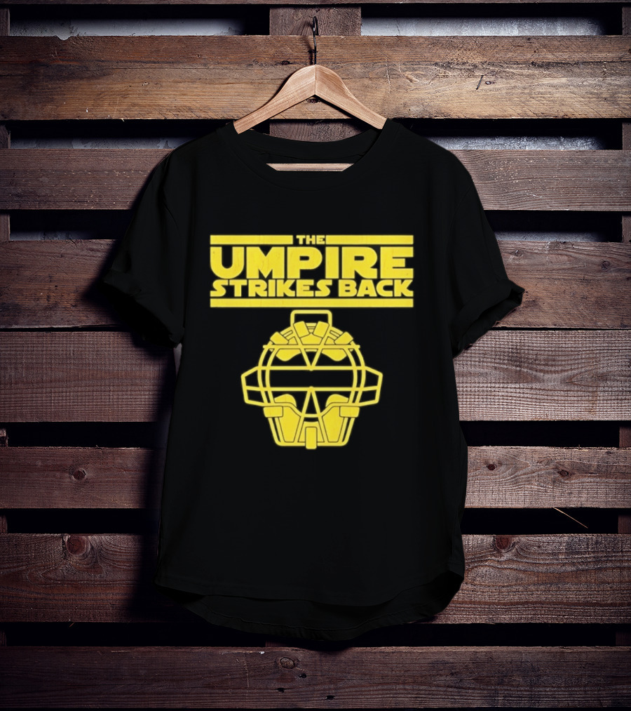 The Umpire Strikes Back Baseball Umpire Mask Retro Yellow T-Shirt