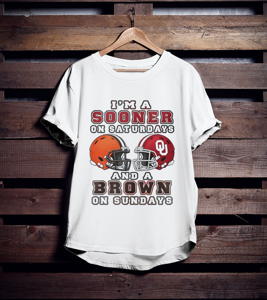 I'm A Sooner On Saturdays And A Brown On Sundays Football Helmets T-Shirt