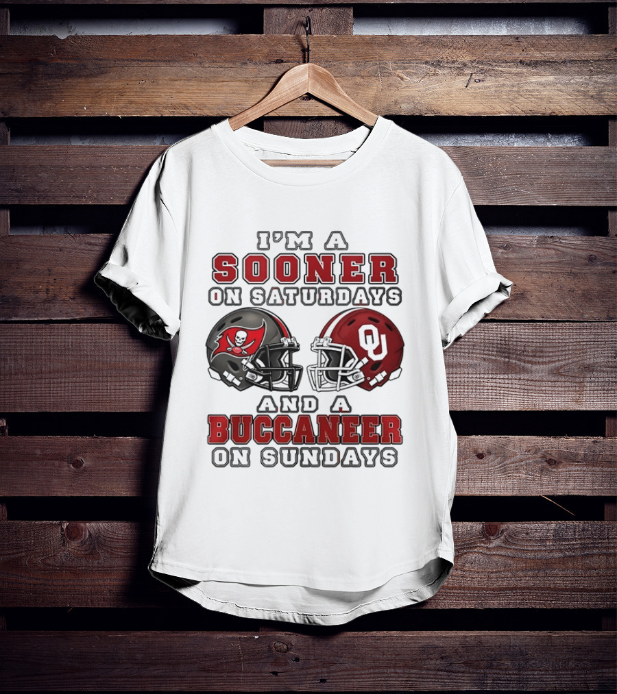 I'm A Sooner On Saturdays And A Buccaneer On Sundays Football Helmets T-Shirt