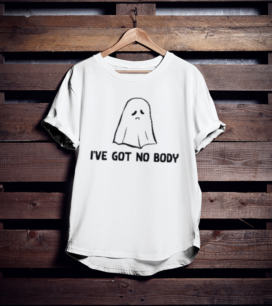 I've Got No Body Ghost Pun Halloween Spooky Cute Sad Ghost Drawing T-Shirt