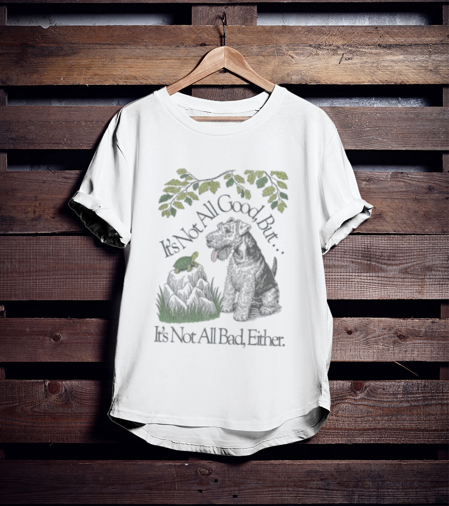 It's Not All Good But It's Not All Bad Either Dog And Turtle Under Yellow Leaves T-Shirt