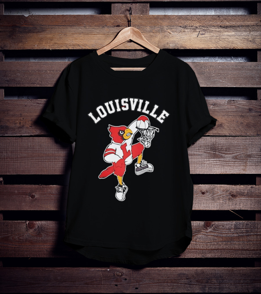 Louisville Cardinals Basketball Mascot Dunking T-Shirt