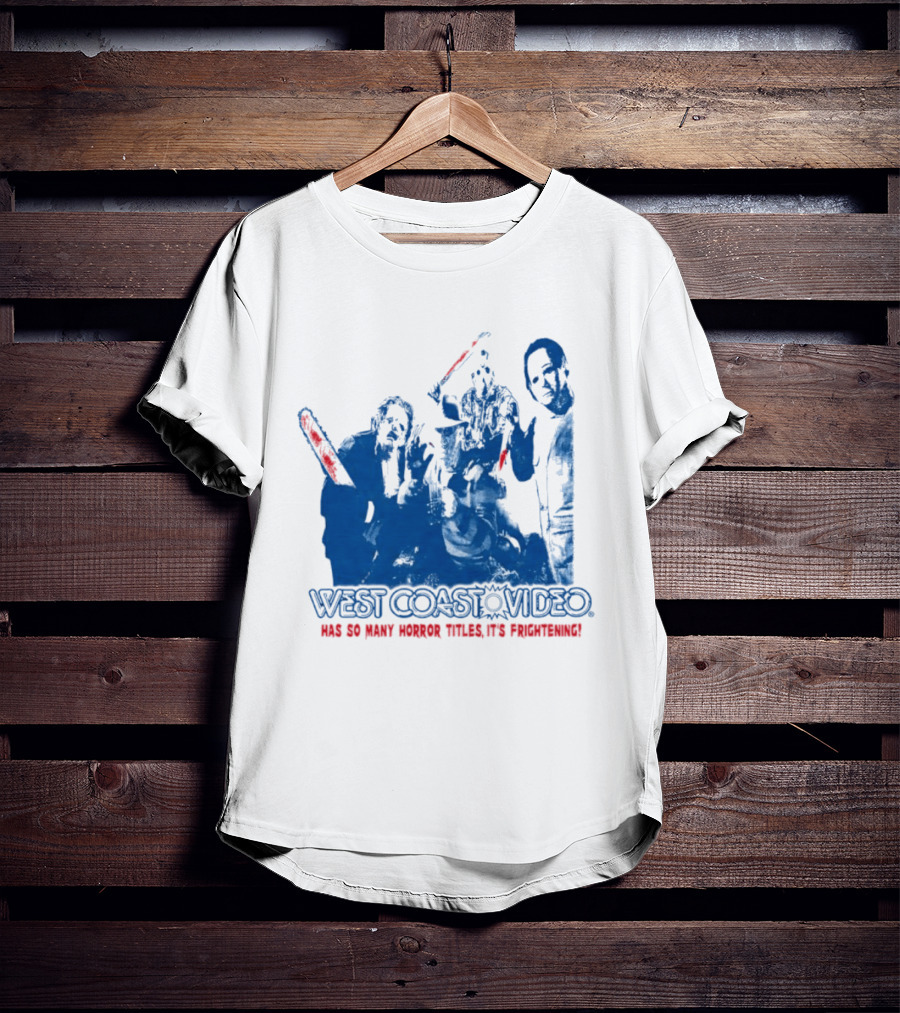 West Coast Video Horror It's Frightening Slasher Movie Halloween T-Shirt