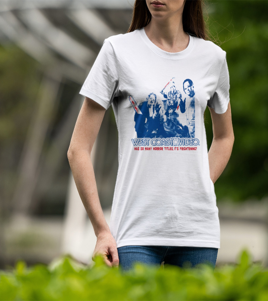 West Coast Video Horror It's Frightening Slasher Movie Halloween T-Shirt