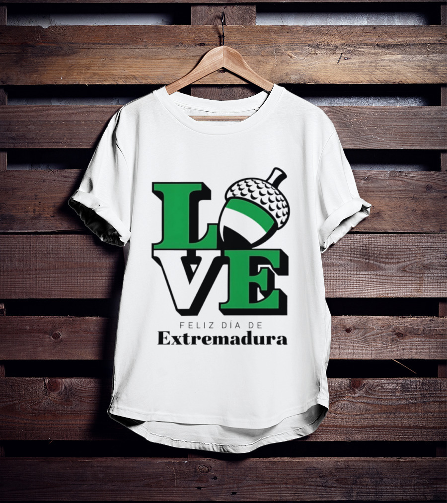 Love Feliz Día De Extremadura Acorn Icon Spain Celebration T-Shirt
