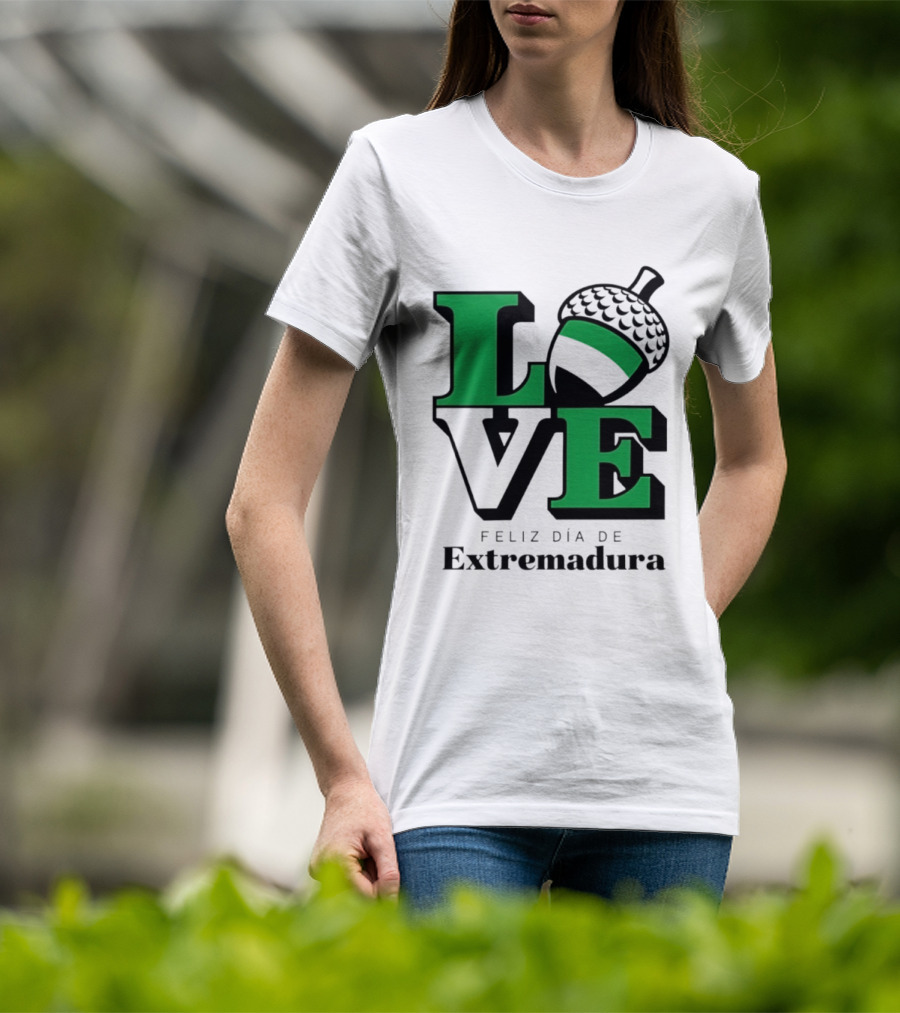 Love Feliz Día De Extremadura Acorn Icon Spain Celebration T-Shirt