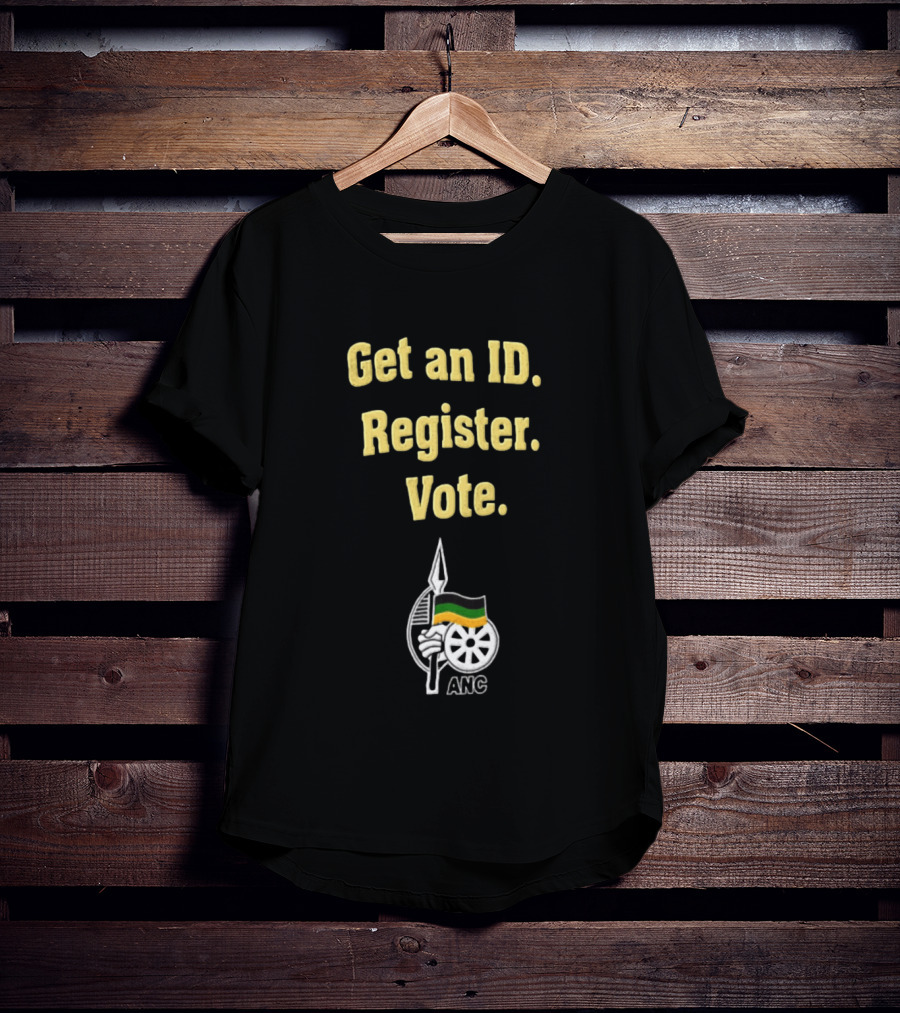 ANC Get An ID Register Vote Encouragement With Iconic Spear And Wheel T-Shirt