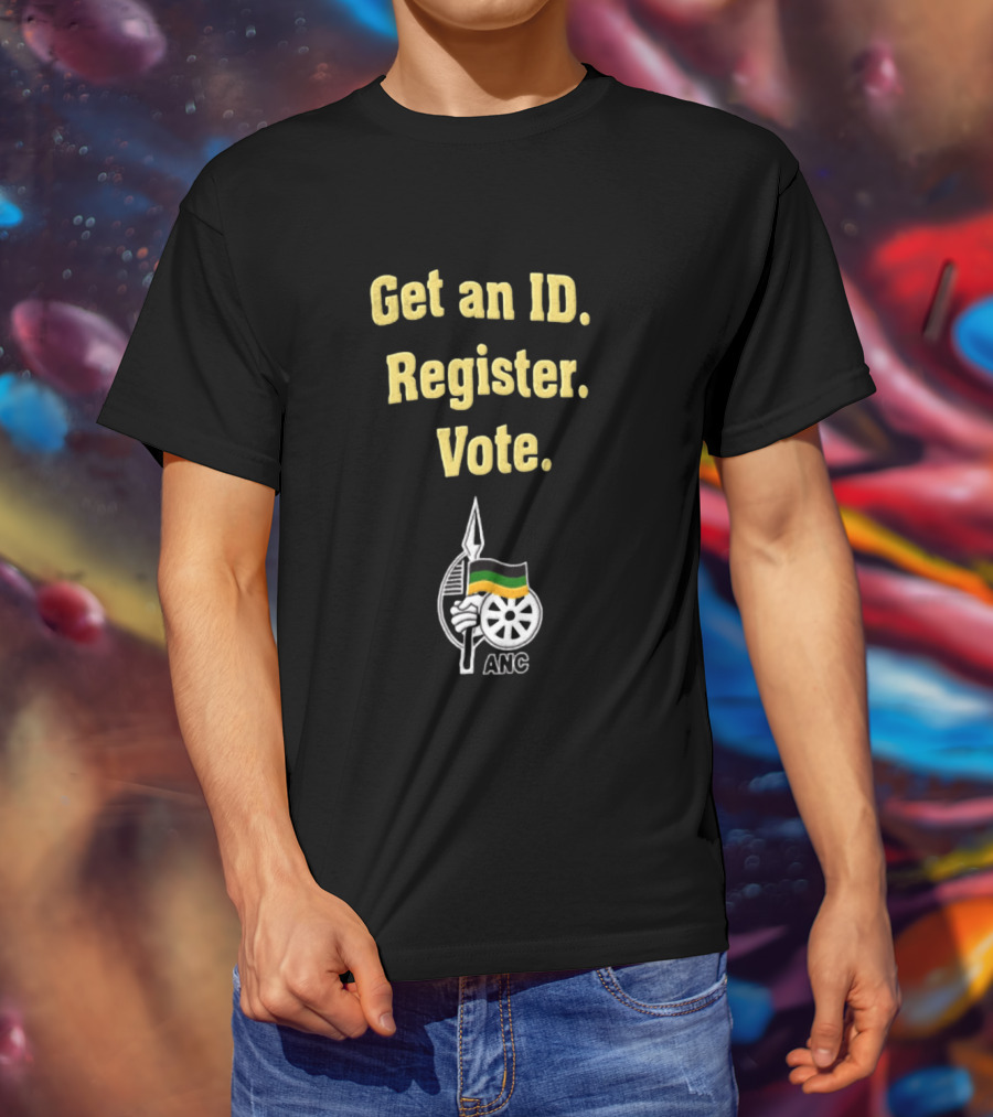 ANC Get An ID Register Vote Encouragement With Iconic Spear And Wheel T-Shirt
