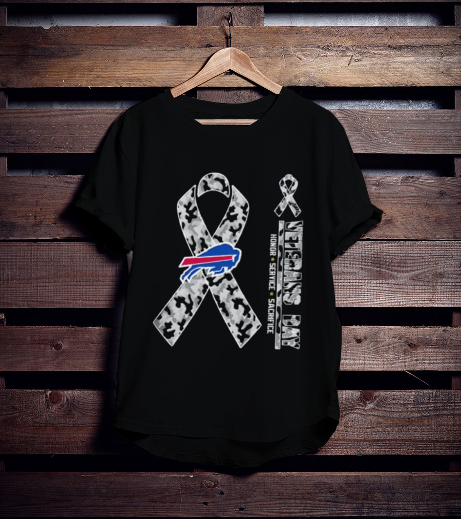 Buffalo Bills Camo Ribbon Veterans Day Honor Service Sacrifice T-Shirt