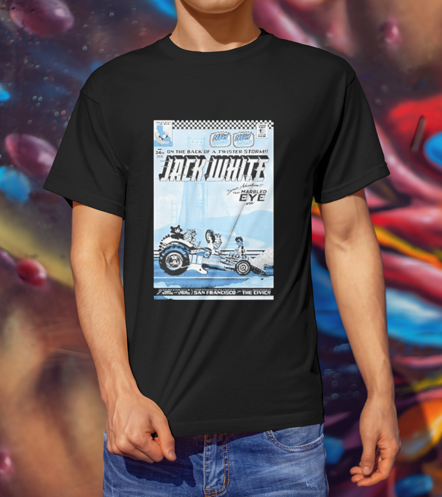 Jack White Twister Storm SF Comic Book Adventure Featuring Marbled Eye San Francisco The Civic T-Shirt