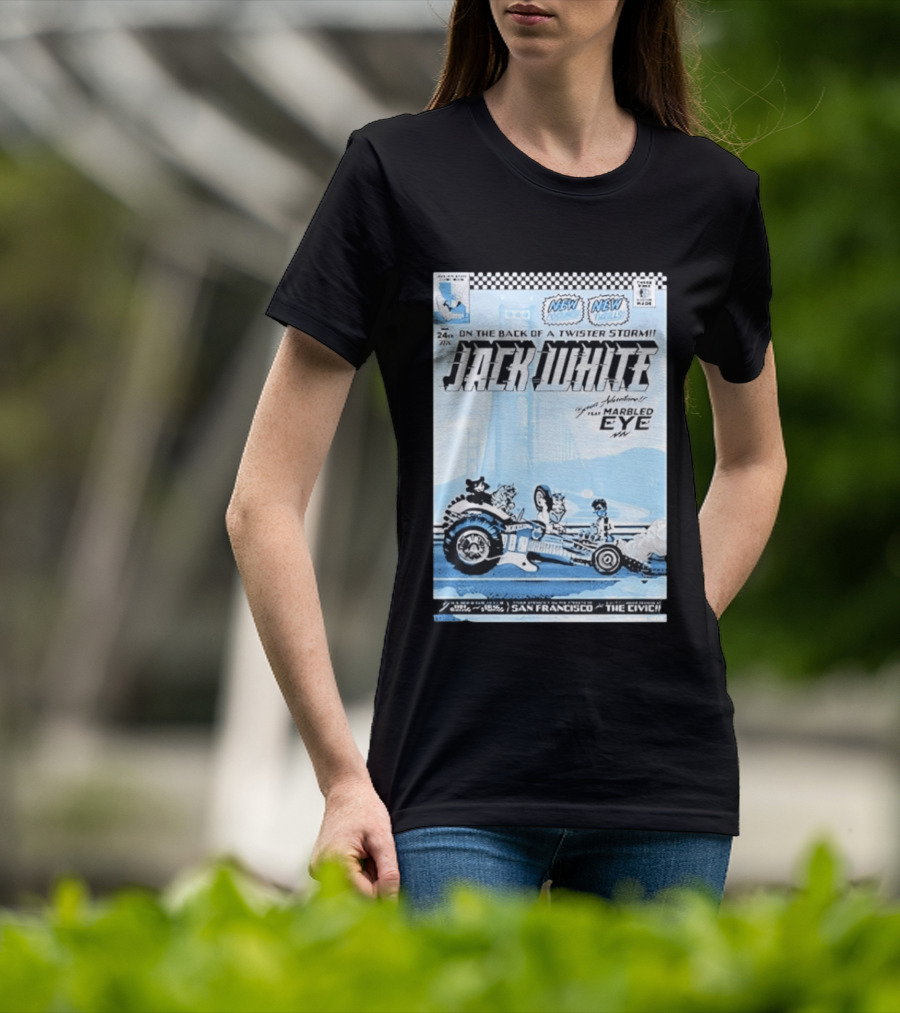 Jack White Twister Storm SF Comic Book Adventure Featuring Marbled Eye San Francisco The Civic T-Shirt
