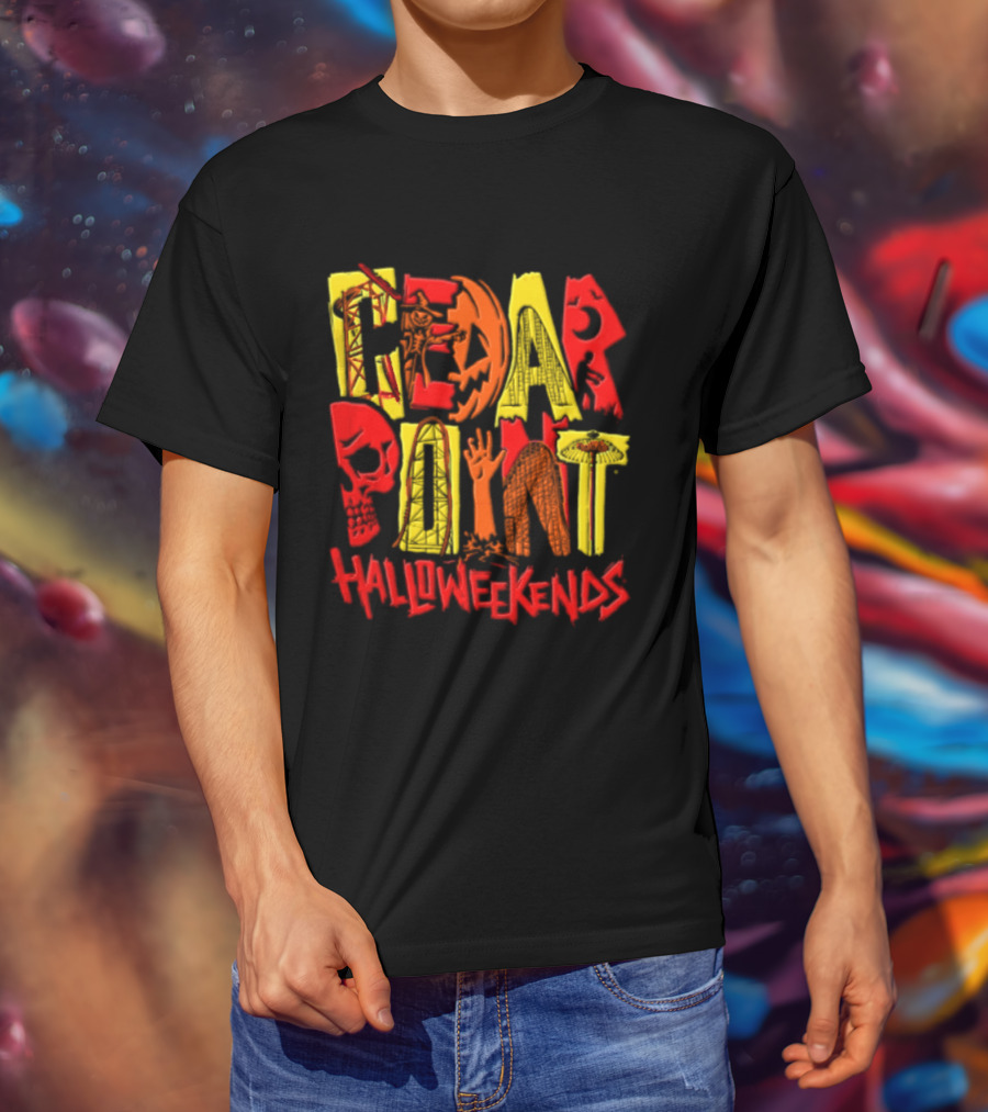 Cedar Point Halloweekends Roller S Scarecrow Skull Zombie Halloween Event T-Shirt