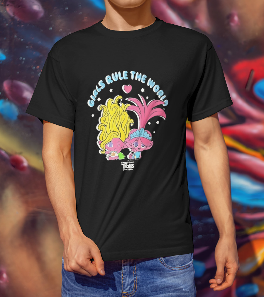 DreamWorks Trolls Band Together Girls Rule The World Bright Colorful T-Shirt