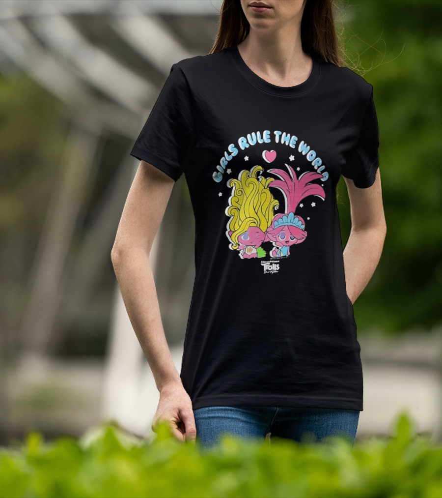 DreamWorks Trolls Band Together Girls Rule The World Bright Colorful T-Shirt