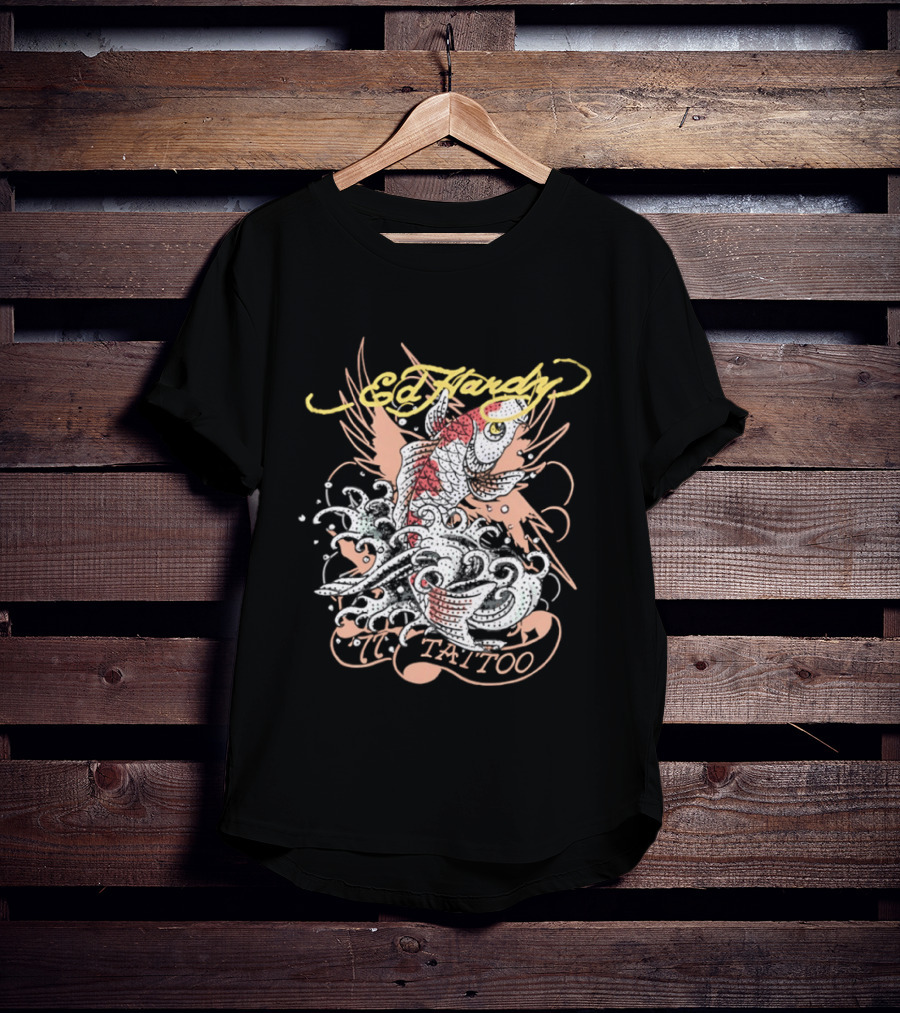 Ed Hardy 77 Tattoo Koi Fish Y2K Fashion T-Shirt