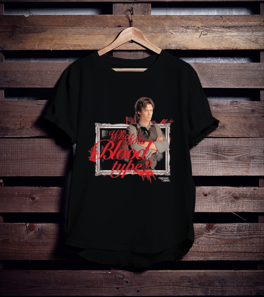 The Vampire Diaries Damon Salvatore What's Your Blood Type Framed T-Shirt
