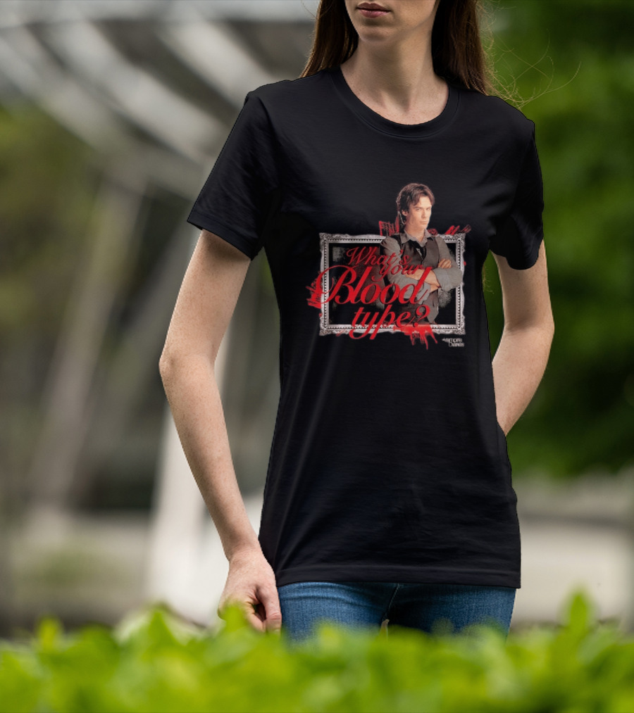 The Vampire Diaries Damon Salvatore What's Your Blood Type Framed T-Shirt