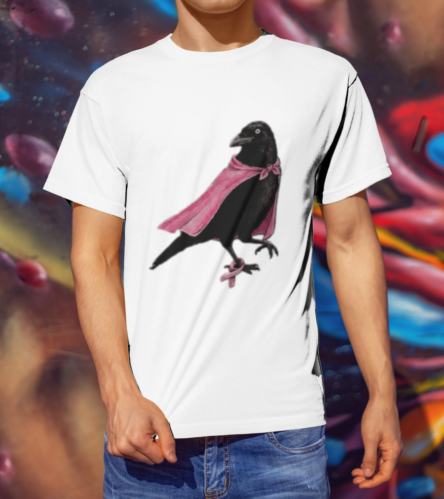 Breast Cancer Awareness Month Pink Ribbon Crow We Wear Pink In October T-Shirt