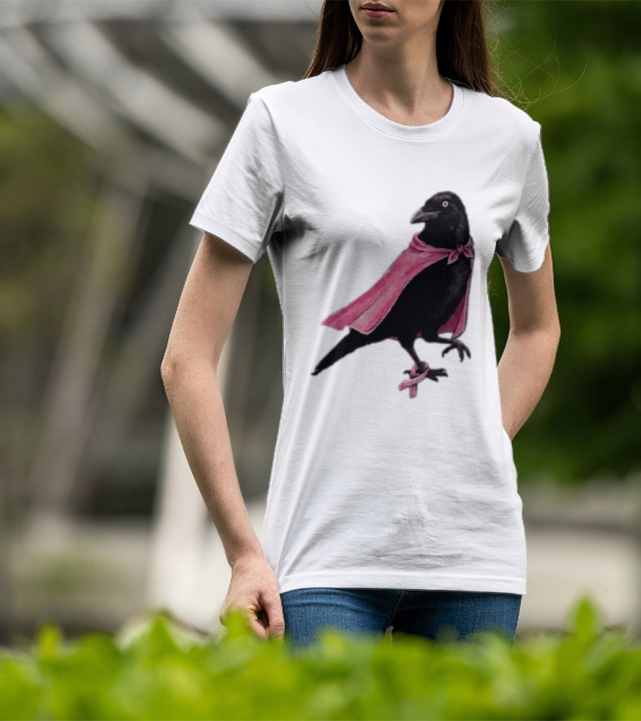 Breast Cancer Awareness Month Pink Ribbon Crow We Wear Pink In October T-Shirt