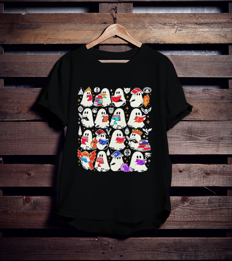 Ghosts Reading Books Halloween Costume Party T-Shirt