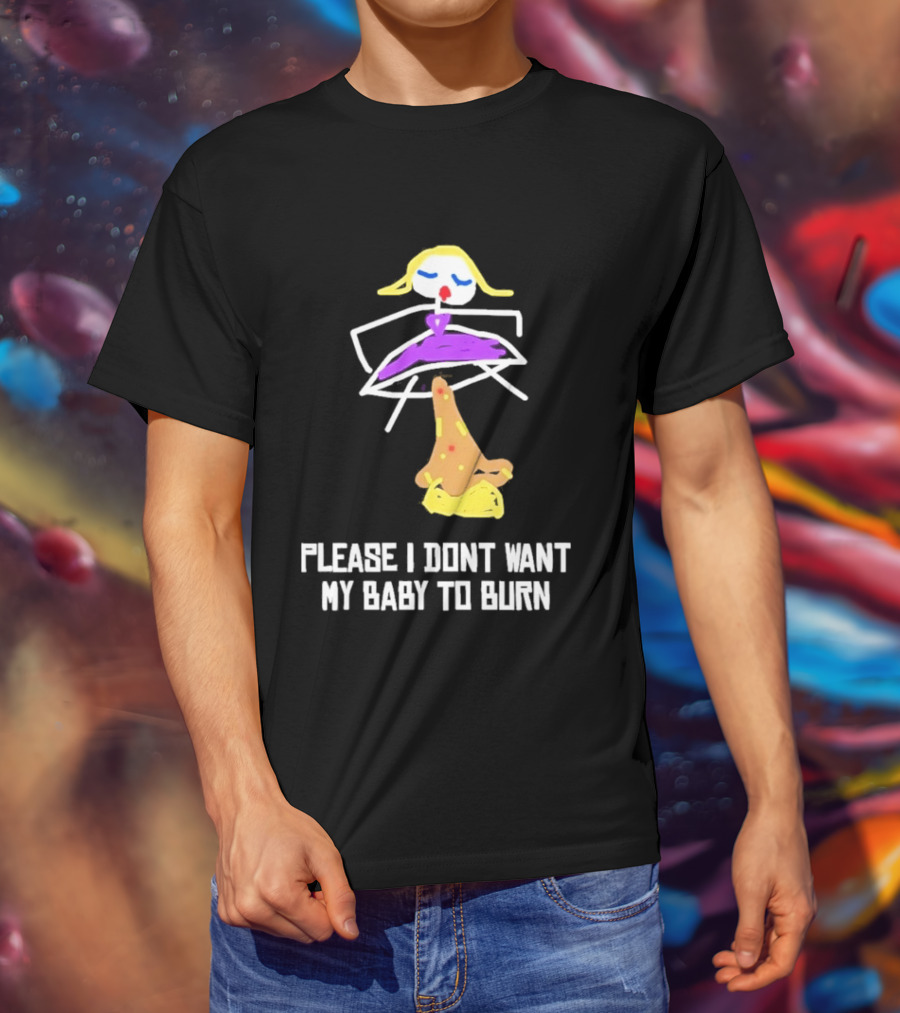 Please I Don't Want My Baby To Burn Internet Meme Pizza Dress Drawing T-Shirt