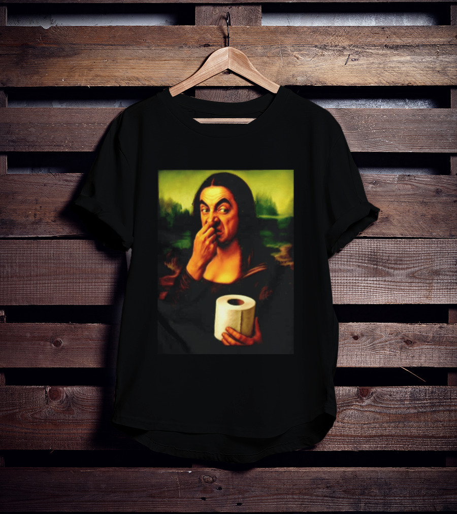 Rowan Atkinson Mona Lisa Nose Picking Toilet Roll Holding T-Shirt