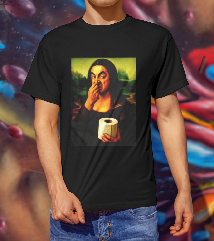 Rowan Atkinson Mona Lisa Nose Picking Toilet Roll Holding T-Shirt