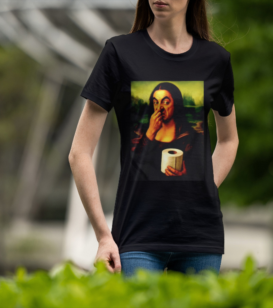 Rowan Atkinson Mona Lisa Nose Picking Toilet Roll Holding T-Shirt